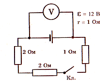 Чему равно показание вольтметра на рисунке